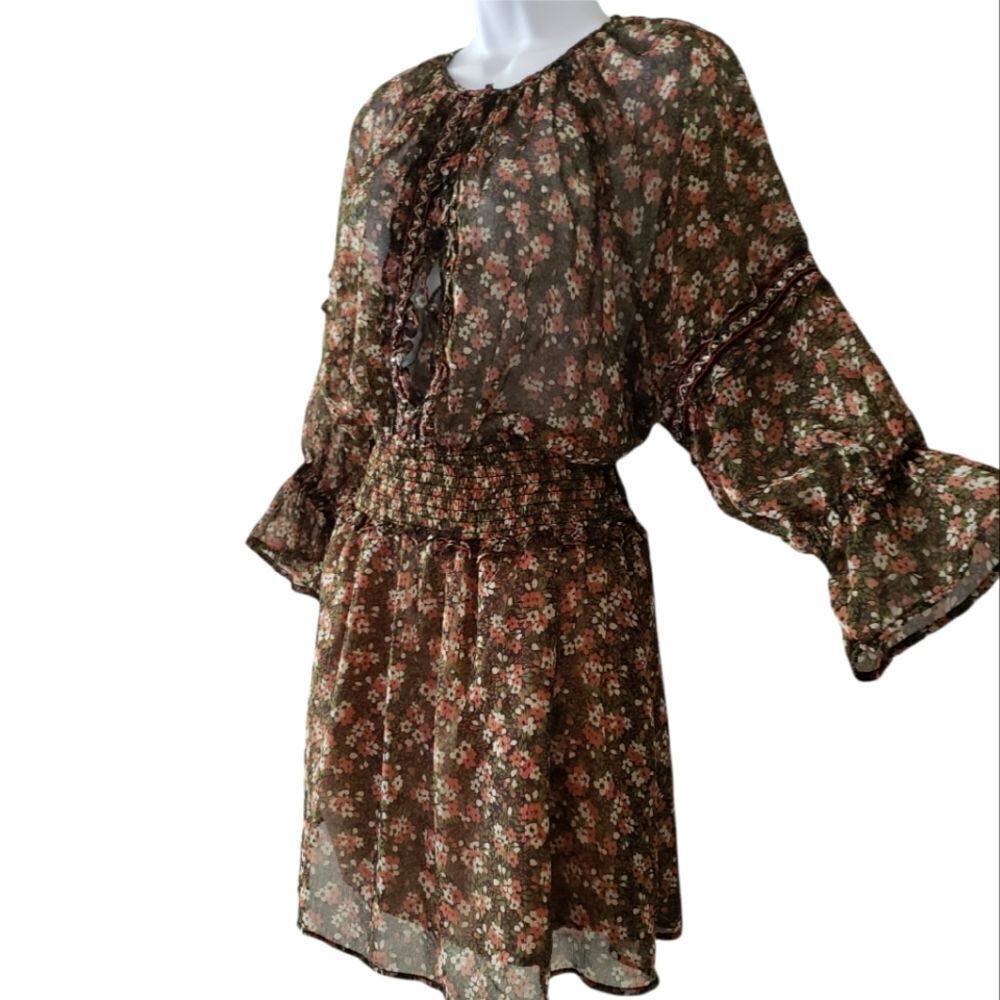 ZARA floral bohemian long sleeves dress size medium